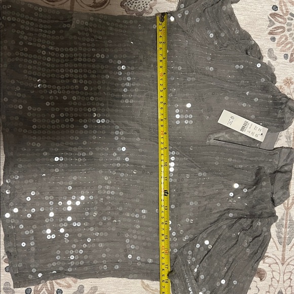 NWT J.CREW Sequin Mock Neck Top Silver Sequin Size Small Shimmering Party Top - Picture 8 of 8